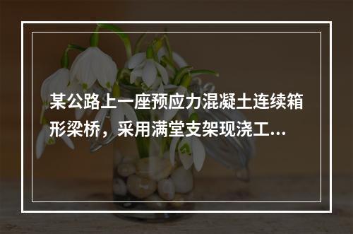 某公路上一座预应力混凝土连续箱形梁桥，采用满堂支架现浇工艺，