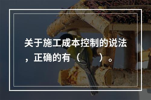 关于施工成本控制的说法，正确的有（　　）。