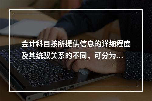 会计科目按所提供信息的详细程度及其统驭关系的不同，可分为（