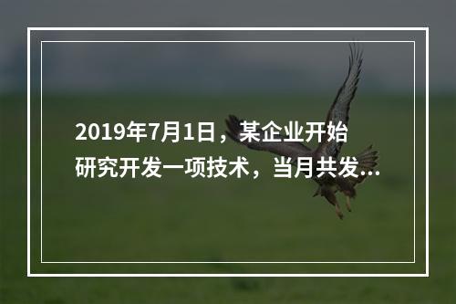 2019年7月1日，某企业开始研究开发一项技术，当月共发生研