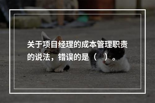 关于项目经理的成本管理职责的说法，错误的是（　）。