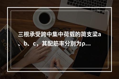 三根承受跨中集中荷载的简支梁a、b、c，其配筋率分别为ρa