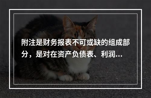 附注是财务报表不可或缺的组成部分，是对在资产负债表、利润表、