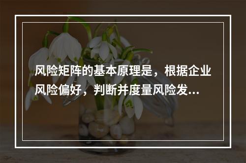 风险矩阵的基本原理是，根据企业风险偏好，判断并度量风险发生的