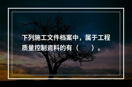 下列施工文件档案中，属于工程质量控制资料的有（　　）。