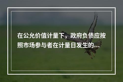 在公允价值计量下，政府负债应按照市场参与者在计量日发生的有序