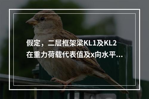 假定，二层框架梁KL1及KL2在重力荷载代表值及x向水平地震