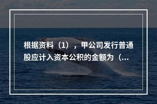 根据资料（1），甲公司发行普通股应计入资本公积的金额为（　）