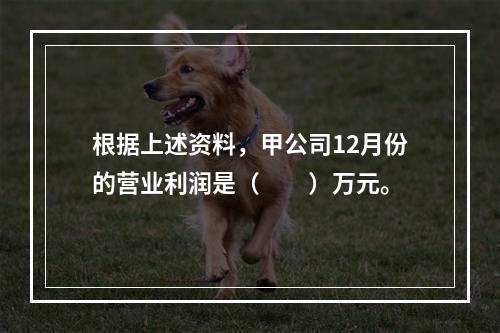 根据上述资料，甲公司12月份的营业利润是（　　）万元。