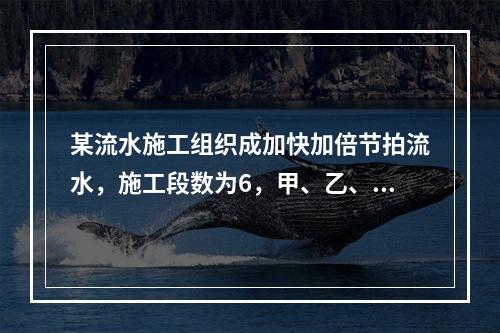 某流水施工组织成加快加倍节拍流水，施工段数为6，甲、乙、丙