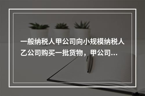 一般纳税人甲公司向小规模纳税人乙公司购买一批货物，甲公司向乙