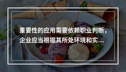 重要性的应用需要依赖职业判断，企业应当根据其所处环境和实际情