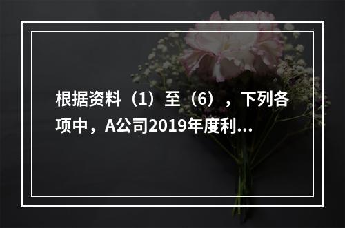 根据资料（1）至（6），下列各项中，A公司2019年度利润表