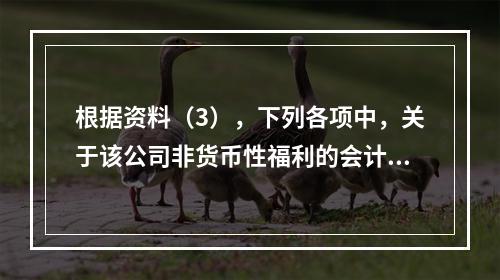 根据资料（3），下列各项中，关于该公司非货币性福利的会计处理