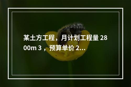 某土方工程，月计划工程量 2800m 3 ，预算单价 25