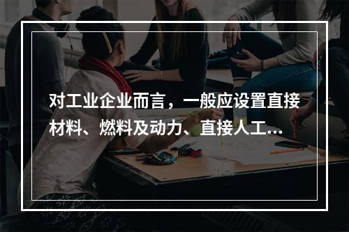 对工业企业而言，一般应设置直接材料、燃料及动力、直接人工、制