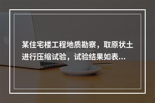 某住宅楼工程地质勘察，取原状土进行压缩试验，试验结果如表8