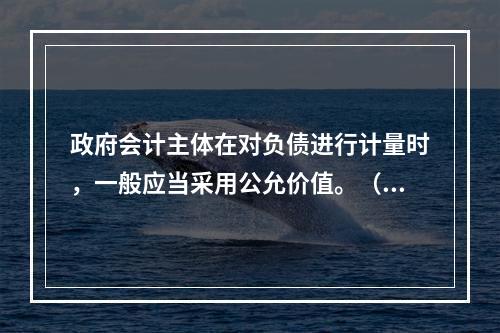 政府会计主体在对负债进行计量时，一般应当采用公允价值。（　　