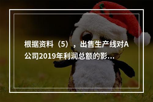 根据资料（5），出售生产线对A公司2019年利润总额的影响金