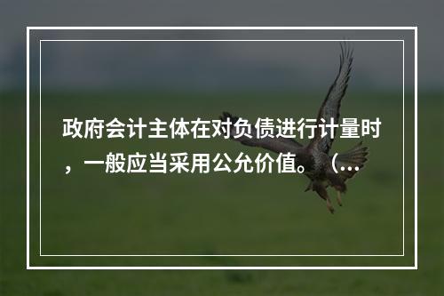 政府会计主体在对负债进行计量时，一般应当采用公允价值。（　　