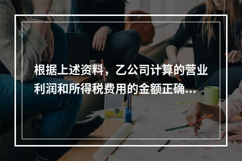 根据上述资料，乙公司计算的营业利润和所得税费用的金额正确的是