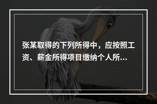 张某取得的下列所得中，应按照工资、薪金所得项目缴纳个人所得税