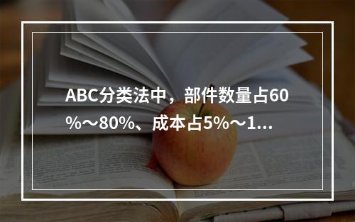 ABC分类法中，部件数量占60%～80%、成本占5%～10