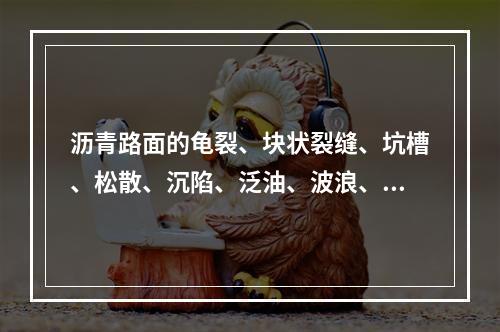 沥青路面的龟裂、块状裂缝、坑槽、松散、沉陷、泛油、波浪、拥包