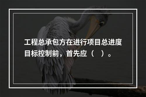 工程总承包方在进行项目总进度目标控制前，首先应（　）。