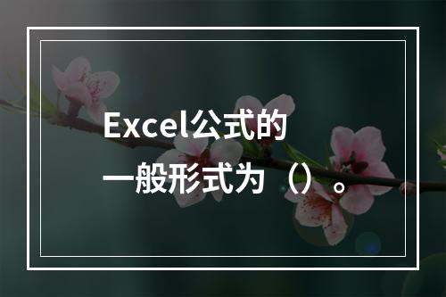 Excel公式的一般形式为（）。