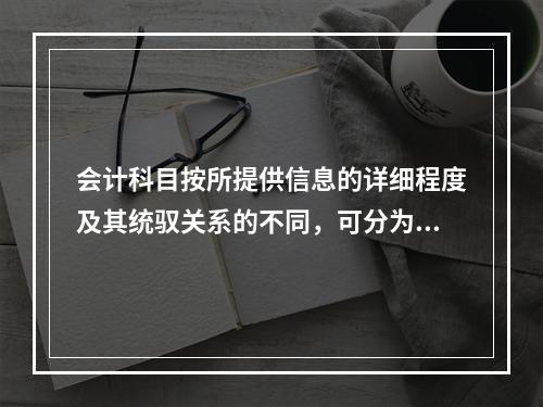 会计科目按所提供信息的详细程度及其统驭关系的不同，可分为（