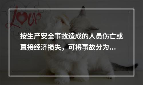 按生产安全事故造成的人员伤亡或直接经济损失，可将事故分为（　