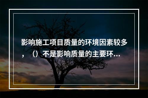 影响施工项目质量的环境因素较多，（）不是影响质量的主要环境因