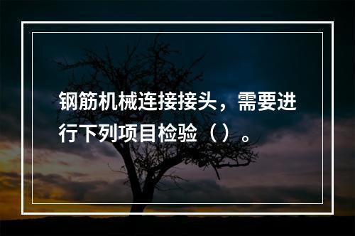 钢筋机械连接接头，需要进行下列项目检验（ ）。