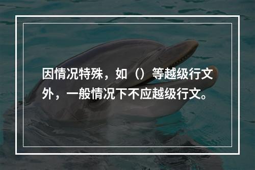 因情况特殊，如（）等越级行文外，一般情况下不应越级行文。