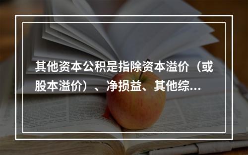 其他资本公积是指除资本溢价（或股本溢价）、净损益、其他综合收