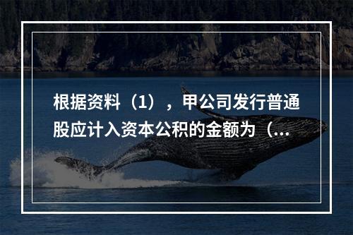 根据资料（1），甲公司发行普通股应计入资本公积的金额为（　）