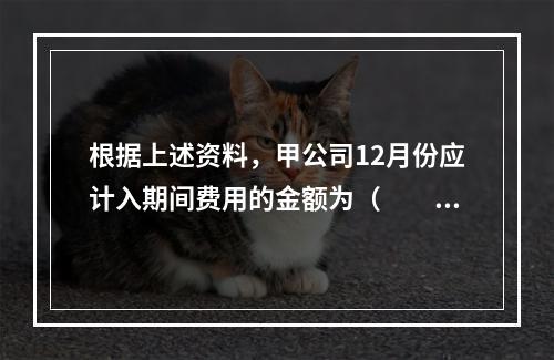 根据上述资料，甲公司12月份应计入期间费用的金额为（　　）元