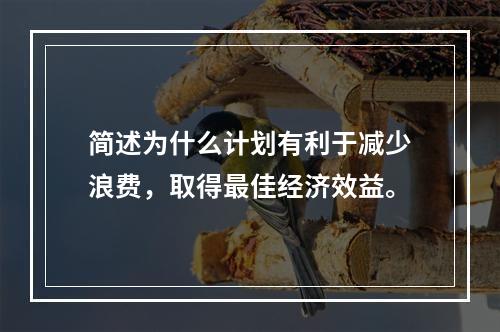 简述为什么计划有利于减少浪费，取得最佳经济效益。