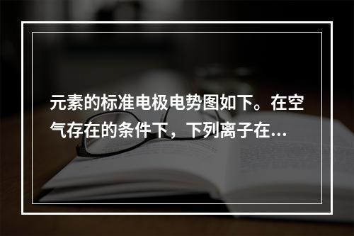 元素的标准电极电势图如下。在空气存在的条件下，下列离子在水