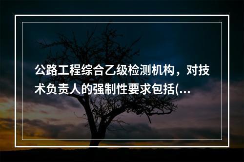 公路工程综合乙级检测机构，对技术负责人的强制性要求包括()。