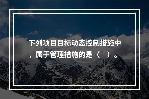 下列项目目标动态控制措施中，属于管理措施的是（　）。