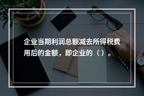 企业当期利润总额减去所得税费用后的金额，即企业的（ ）。