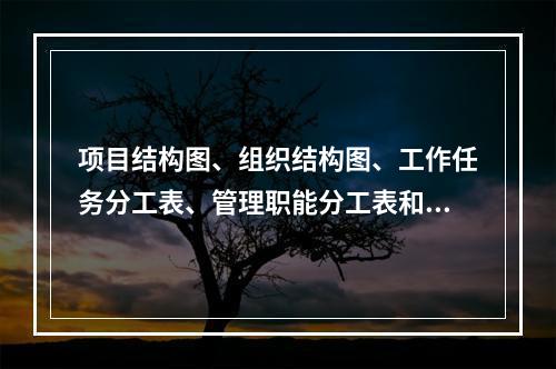 项目结构图、组织结构图、工作任务分工表、管理职能分工表和工作