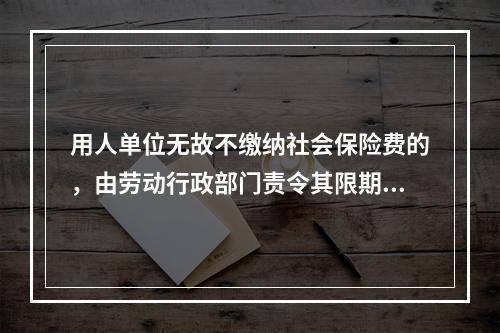 用人单位无故不缴纳社会保险费的，由劳动行政部门责令其限期缴纳