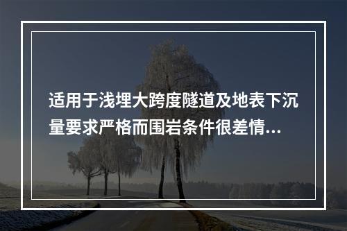 适用于浅埋大跨度隧道及地表下沉量要求严格而围岩条件很差情况的