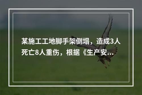 某施工工地脚手架倒塌，造成3人死亡8人重伤，根据《生产安全事