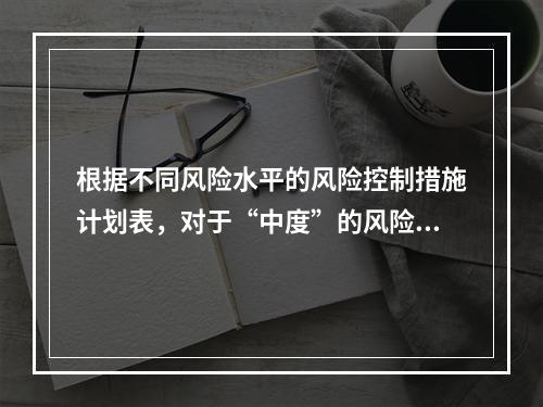 根据不同风险水平的风险控制措施计划表，对于“中度”的风险，宜