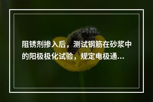 阻锈剂掺入后，测试钢筋在砂浆中的阳极极化试验，规定电极通电后