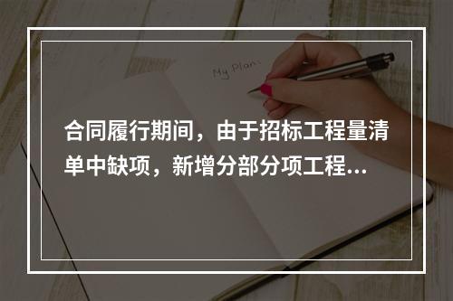 合同履行期间，由于招标工程量清单中缺项，新增分部分项工程清单